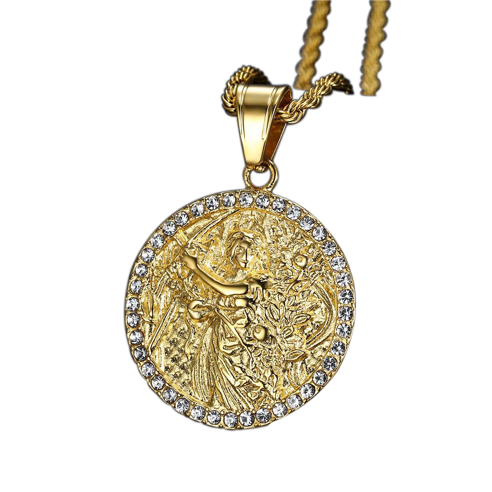 Men's Virgo Gold/Crystal (The Virgin) necklace