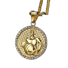 Men's Aquarius Gold/Crystal (The water bearer) necklace