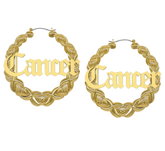 Bamboo Zodiac Hoop Earrings