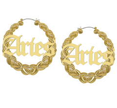 Bamboo Zodiac Hoop Earrings