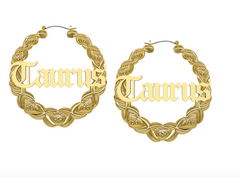 Bamboo Zodiac Hoop Earrings