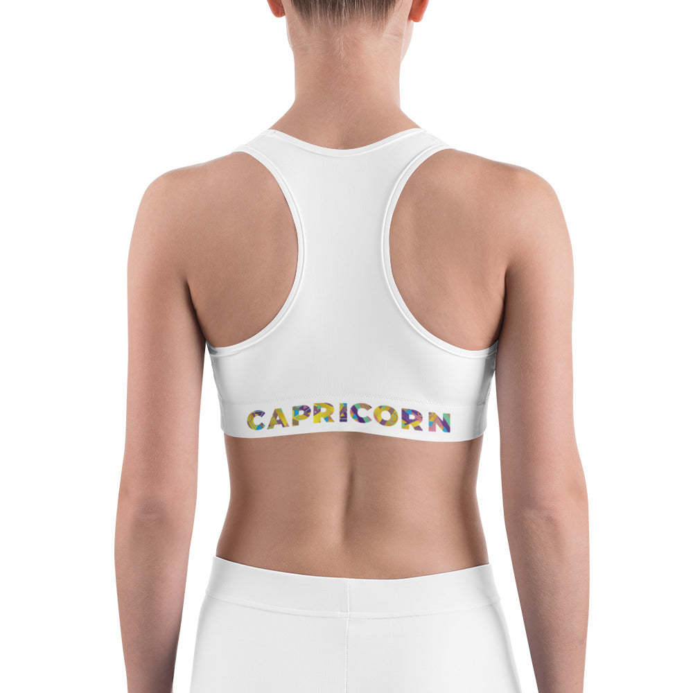 Capricorn White Sports bra