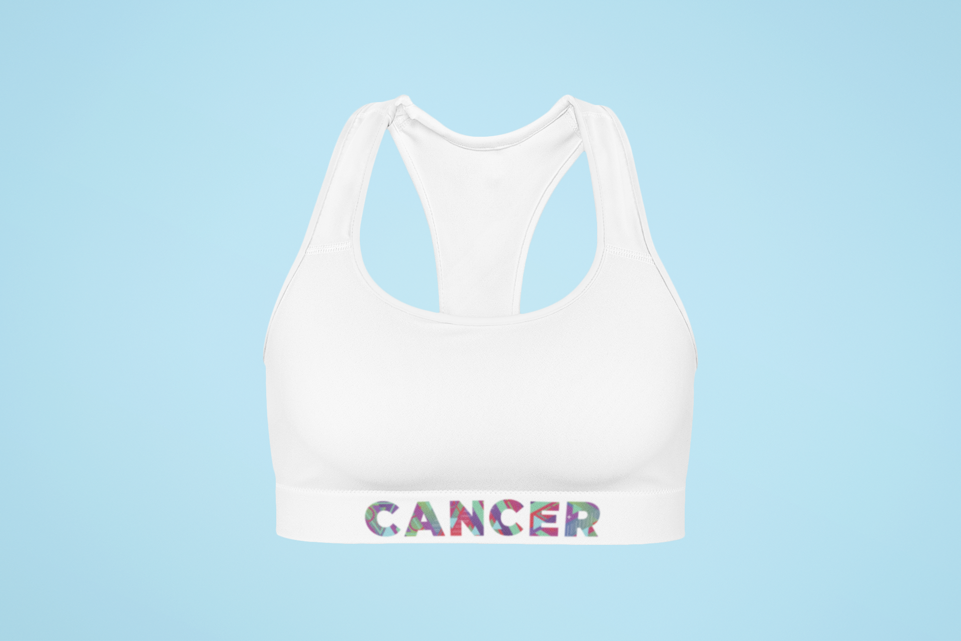 Cancer White Sports bra