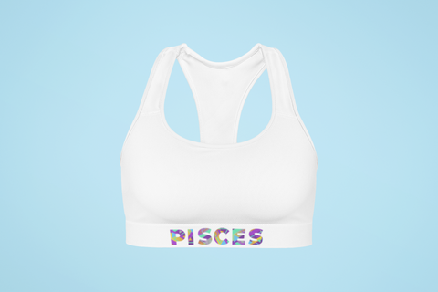 Pisces white Sports bra